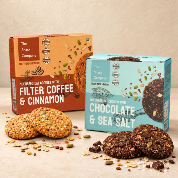 Multi Seed & Oats Cookies Combo (Chocolate Sea Salt & Filter Coffee Cinnamon)