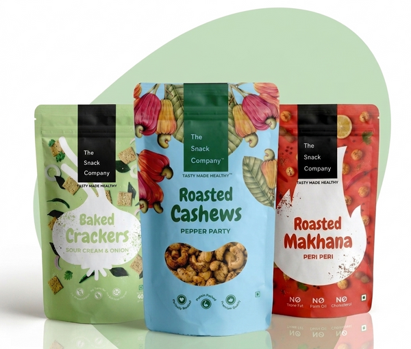 Snack Combo: Sour Cream & Onion Crackers  (80g) , Salt & Pepper Cashew (100g) & Peri Peri Makhana (20g)