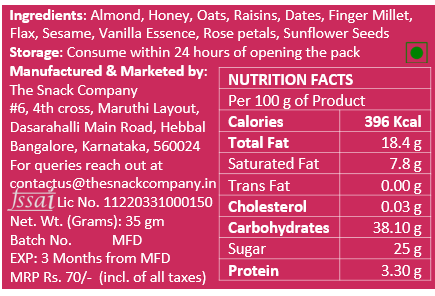 Vanilla Rose Energy Bar - THE SNACK COMPANY